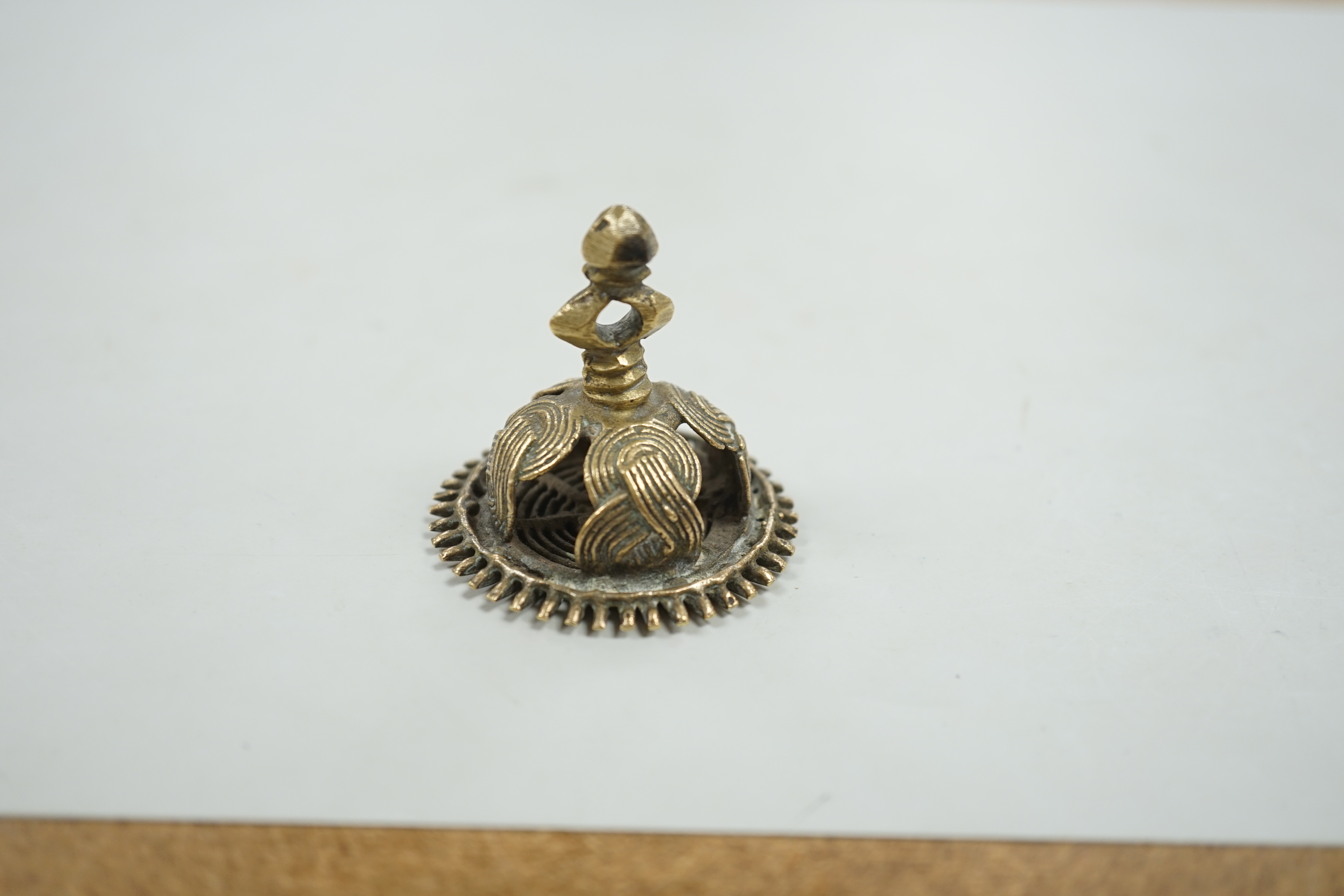 Judaica - a Middle Eastern brass seal, 4.5cm